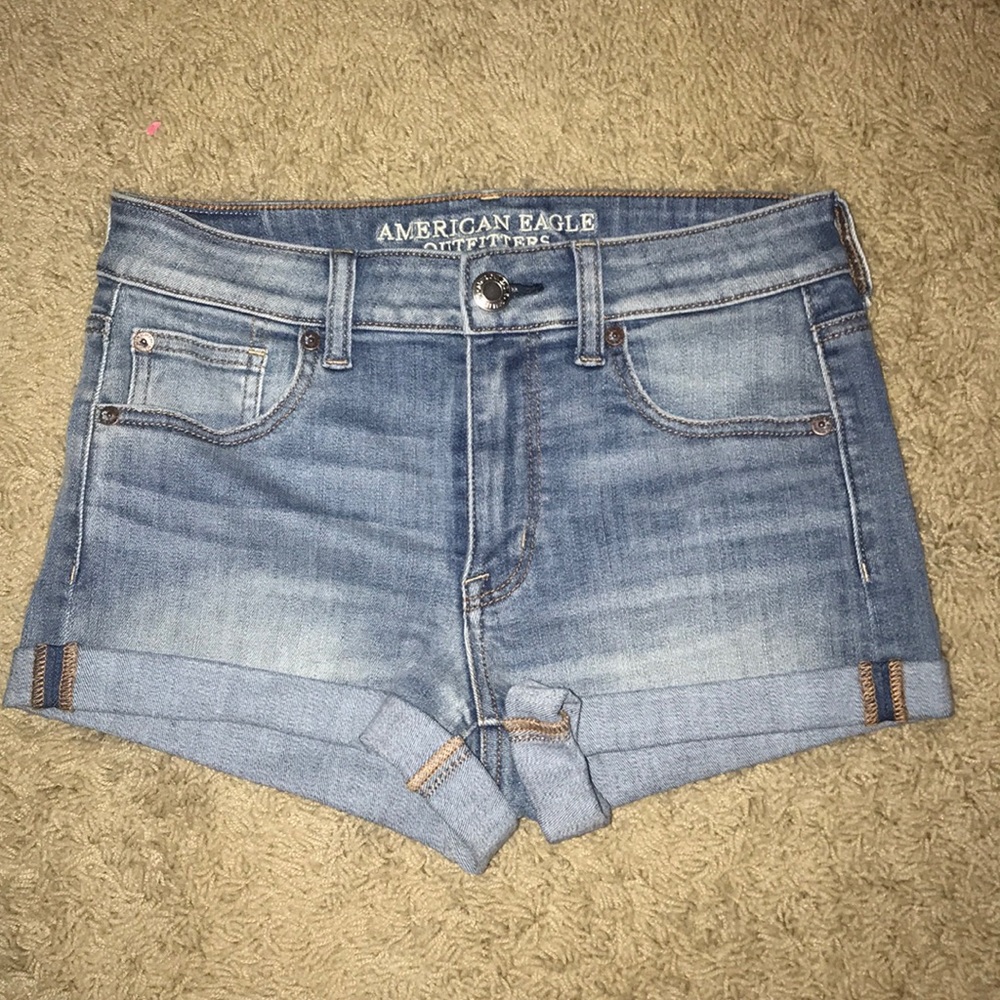 american eagle high waisted jean shorts